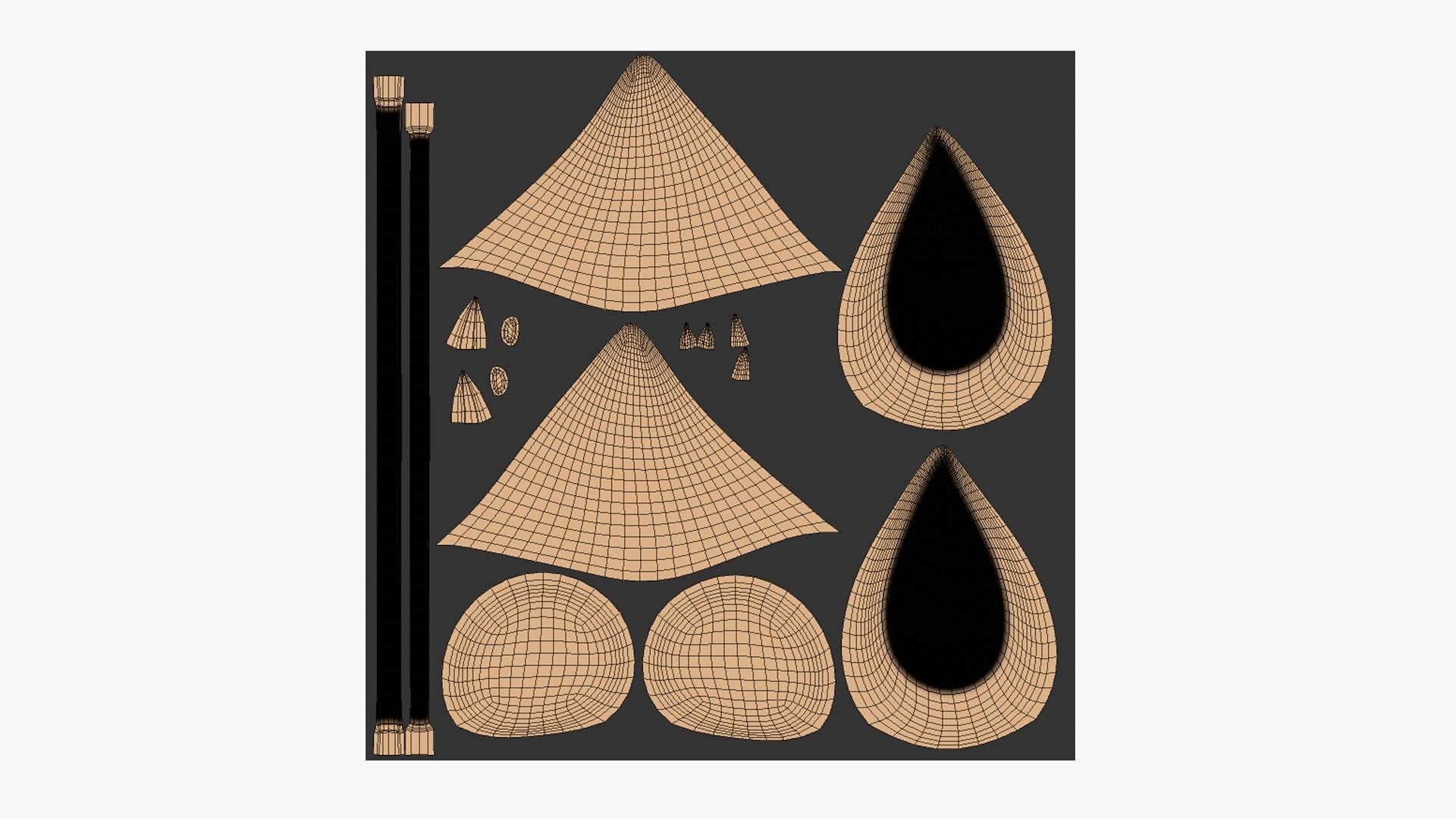 Furry Ears Tiara F04 Beige - Headband Character Design Low-poly 3D model_5