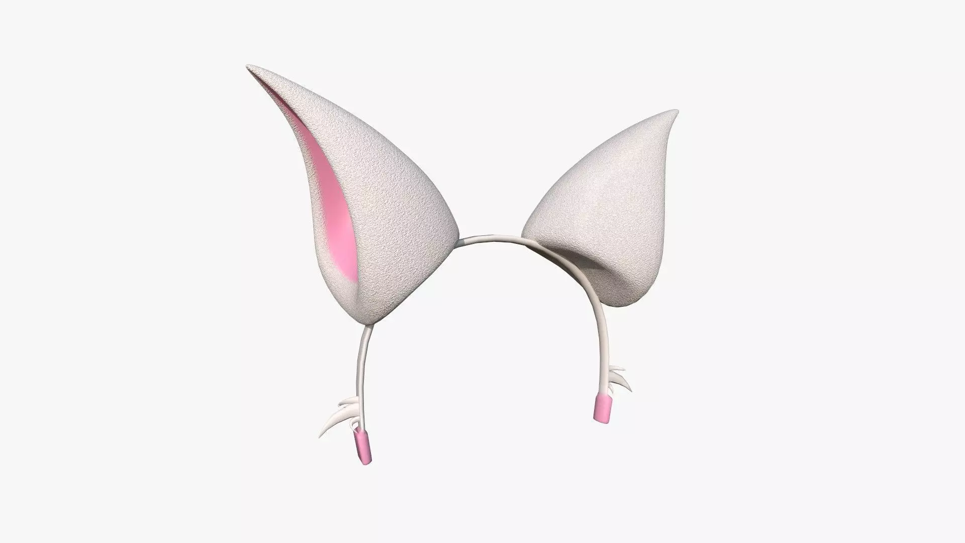 Furry Ears Tiara F06 White - Headband Character Design Low-poly 3D model_0