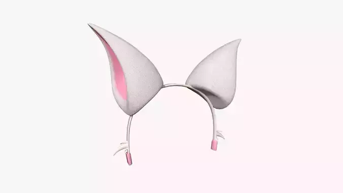Furry Ears Tiara F06 White - Headband Character Design Low-poly 3D model