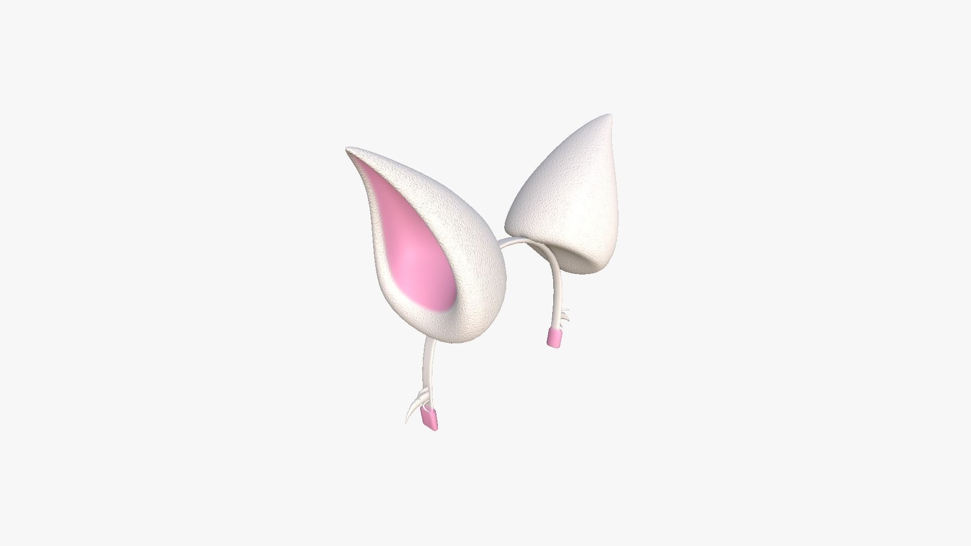 Furry Ears Tiara F06 White - Headband Character Design Low-poly 3D model_2