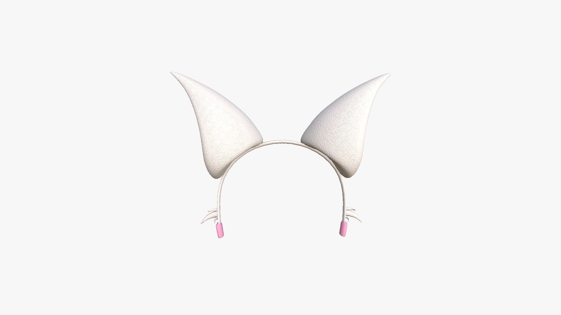 Furry Ears Tiara F06 White - Headband Character Design Low-poly 3D model_1