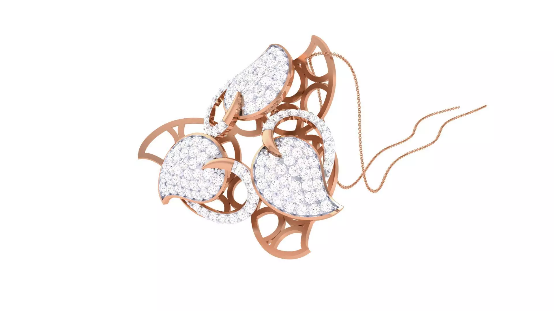 Leaf High Jewelry Pendant Necklace 3dm stl 3mf obj glb render 3D print model