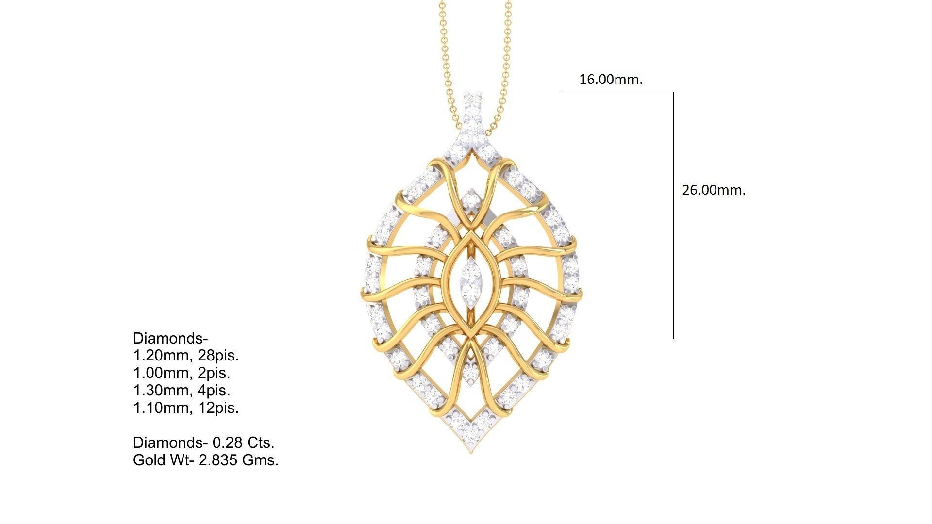 High Jewelry Pendant Necklace 3dm stl 3mf obj glb render details 3D print model_4