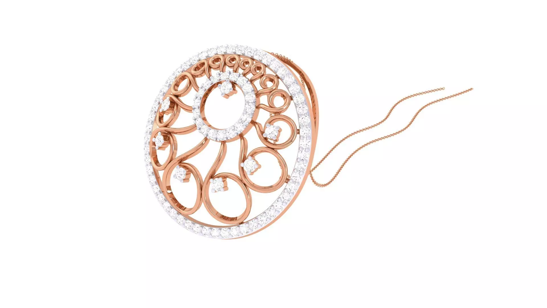 Flower High Jewelry Pendant Necklace 3dm stl 3mf obj glb render 3D print model_0