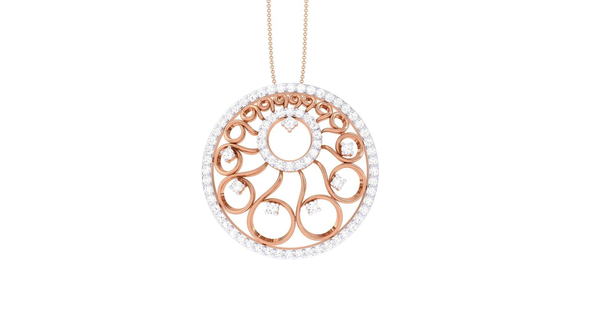 Flower High Jewelry Pendant Necklace 3dm stl 3mf obj glb render 3D print model_6