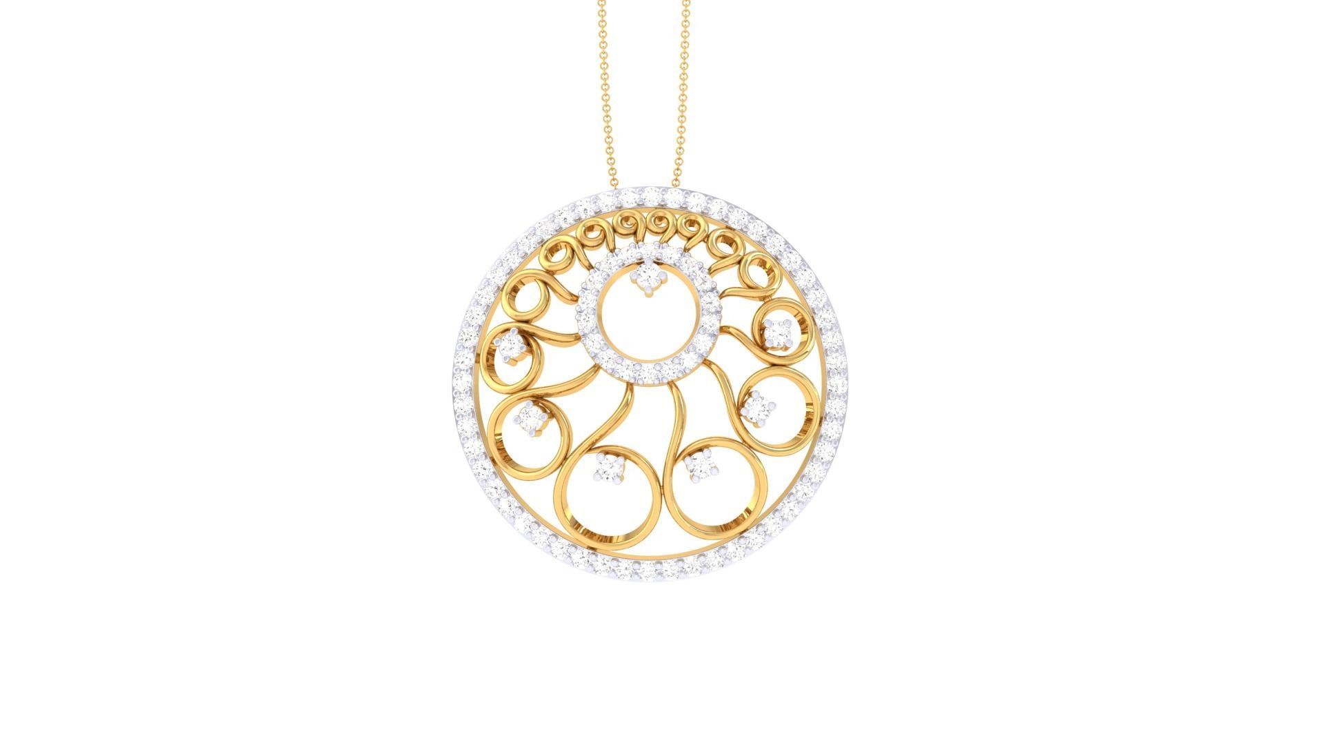 Flower High Jewelry Pendant Necklace 3dm stl 3mf obj glb render 3D print model_5