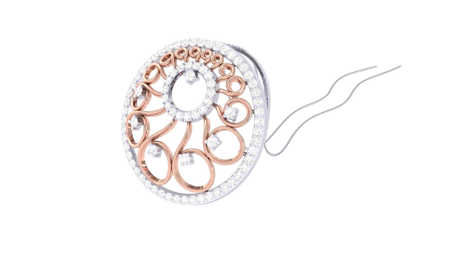 Flower High Jewelry Pendant Necklace 3dm stl 3mf obj glb render 3D print model_1