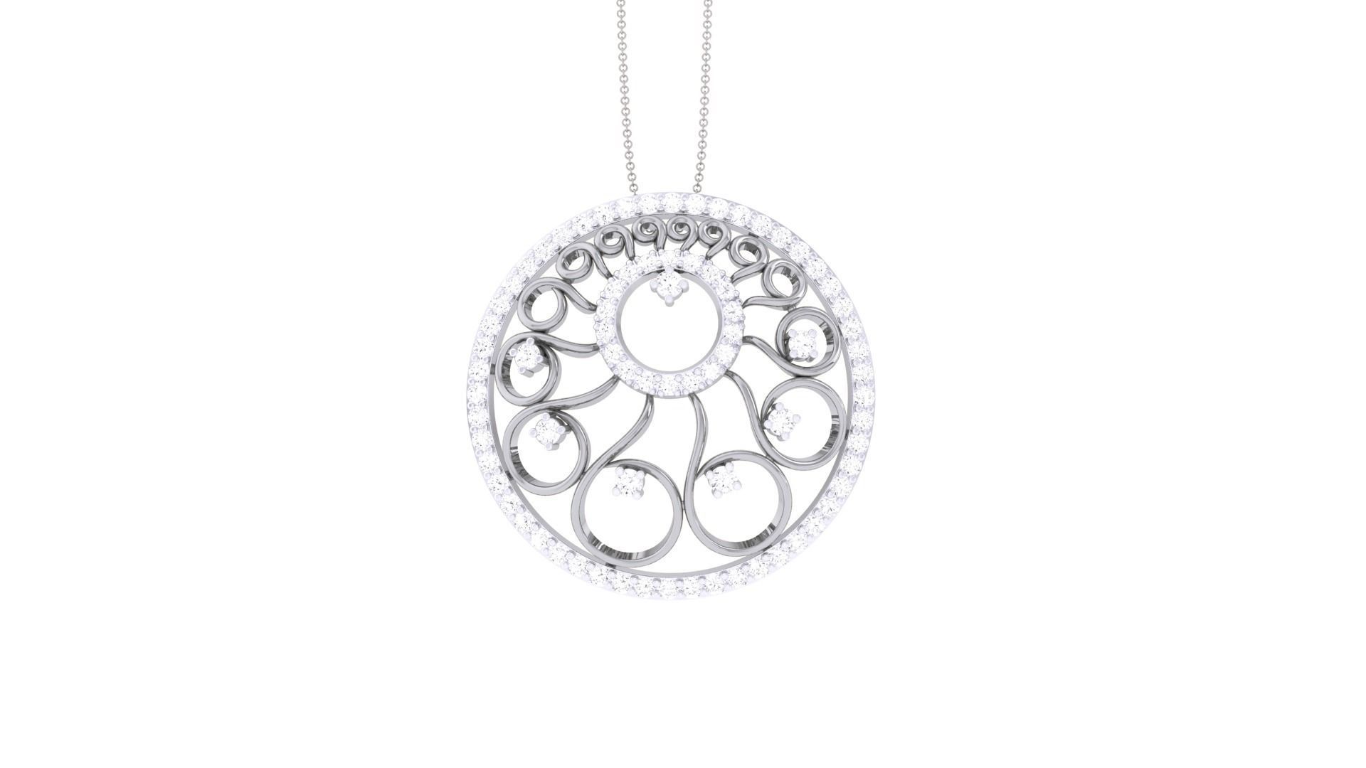 Flower High Jewelry Pendant Necklace 3dm stl 3mf obj glb render 3D print model_7
