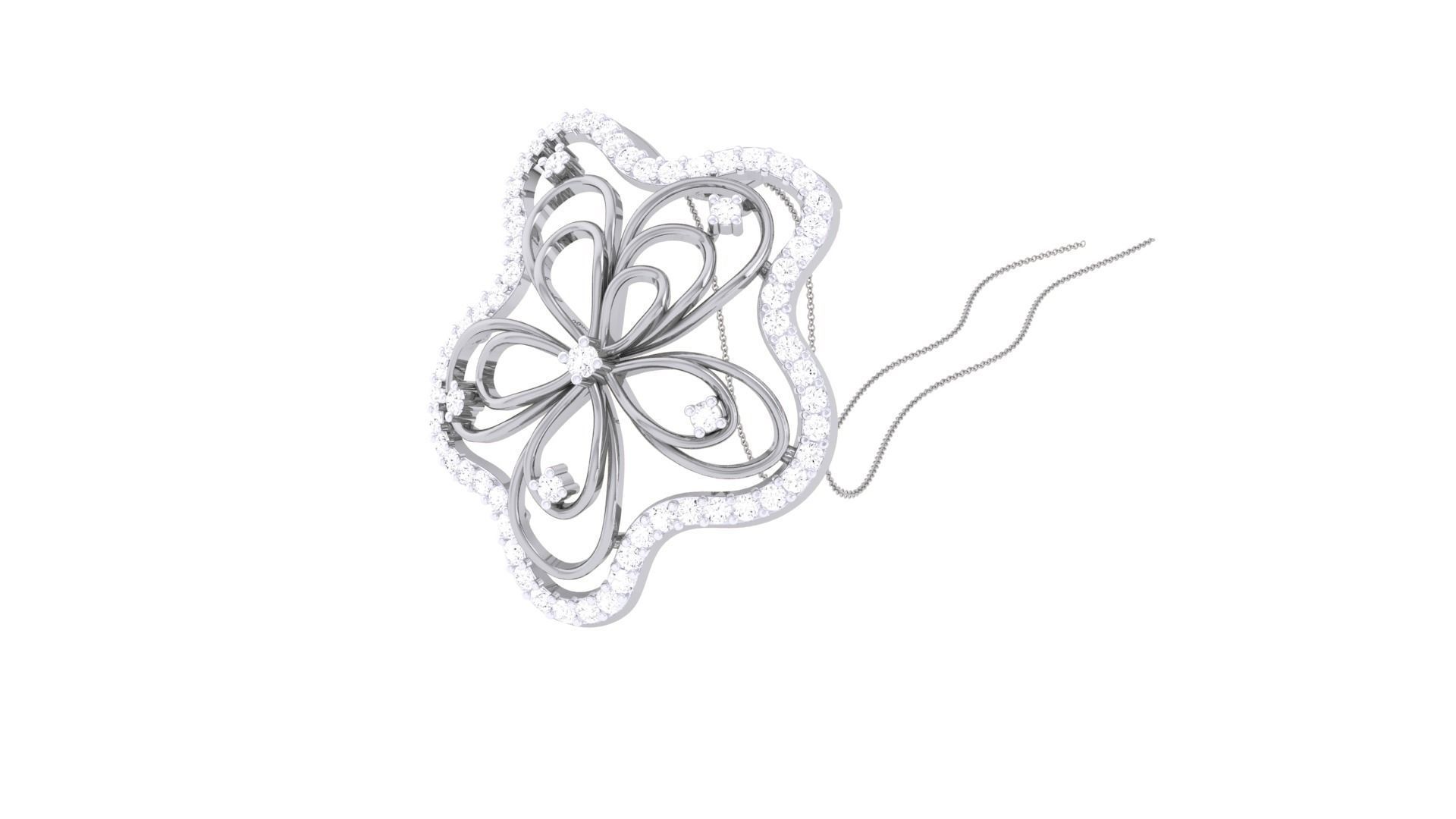 Flower High Jewelry Pendant Necklace 3dm stl 3mf obj glb render 3D print model_3