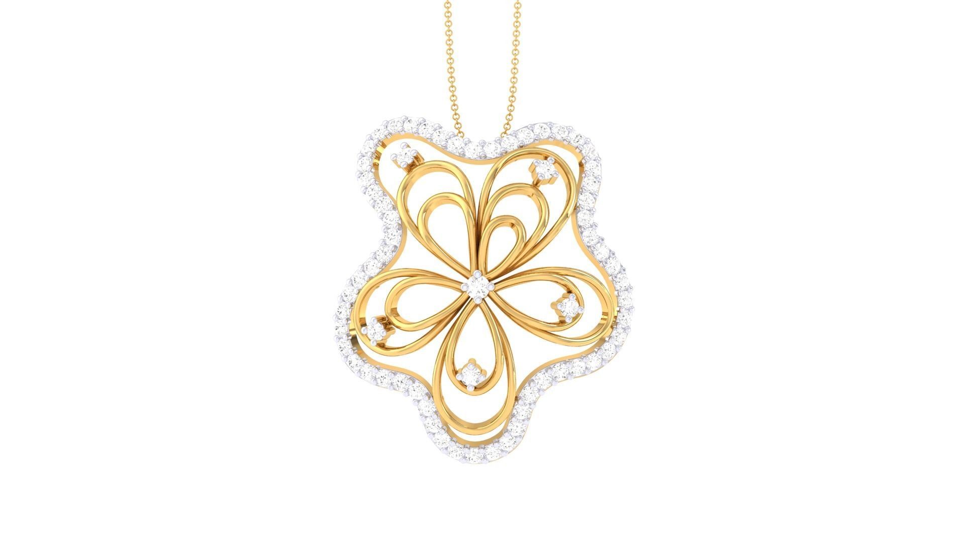 Flower High Jewelry Pendant Necklace 3dm stl 3mf obj glb render 3D print model_6