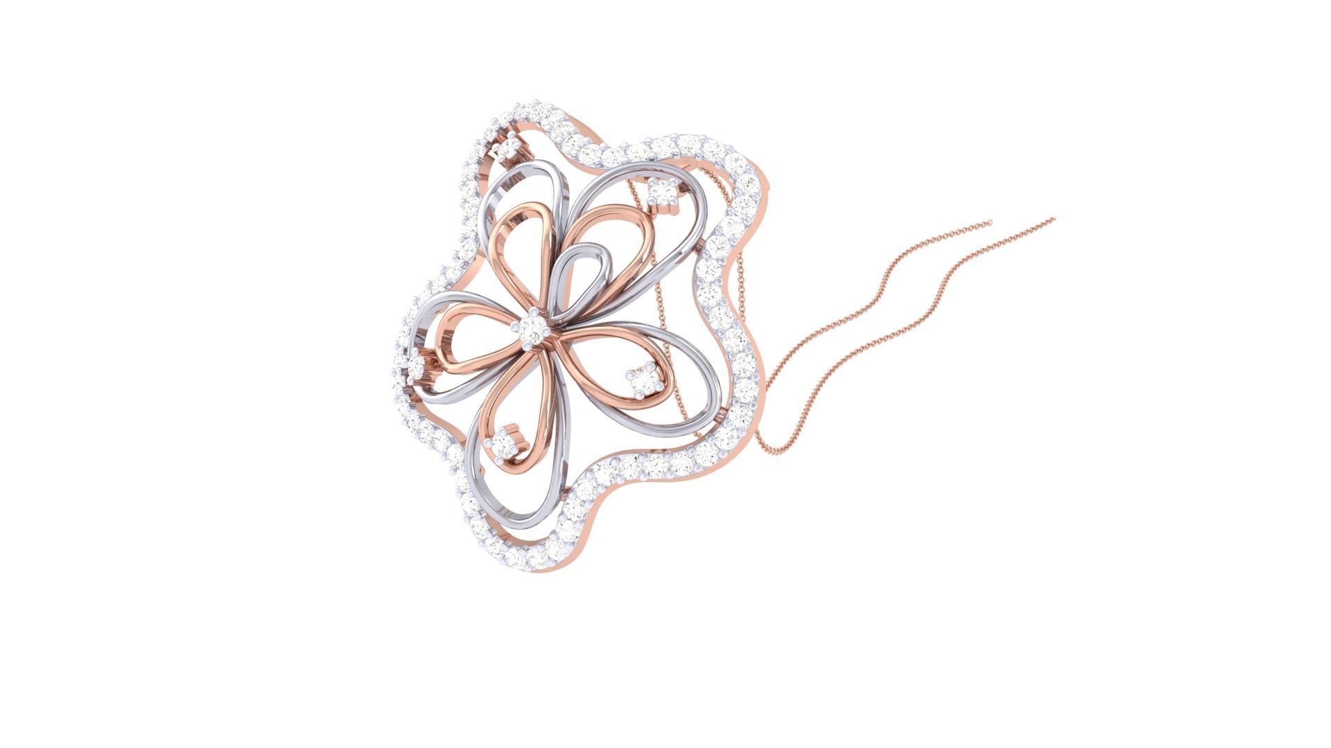 Flower High Jewelry Pendant Necklace 3dm stl 3mf obj glb render 3D print model_1