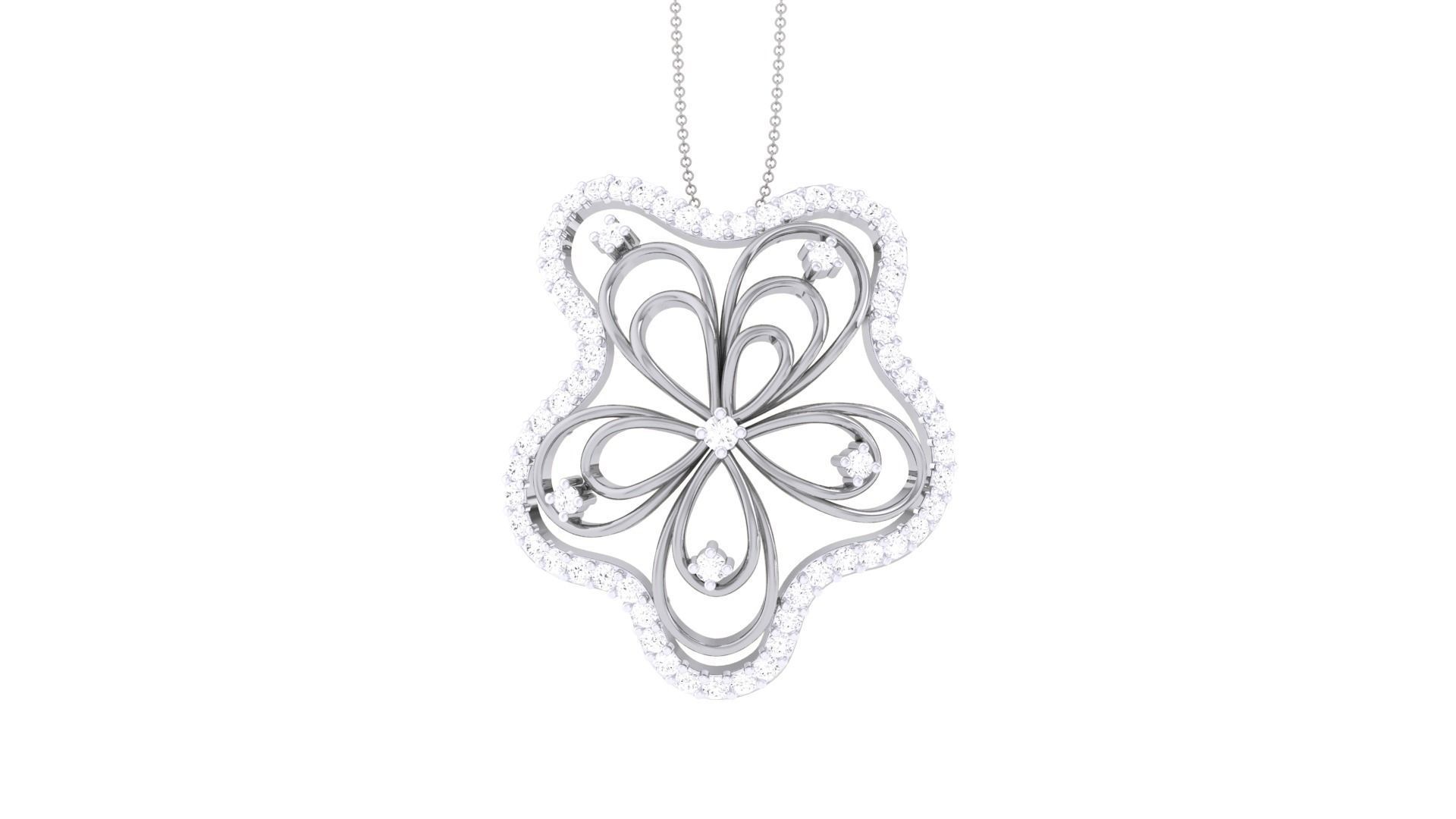 Flower High Jewelry Pendant Necklace 3dm stl 3mf obj glb render 3D print model_5
