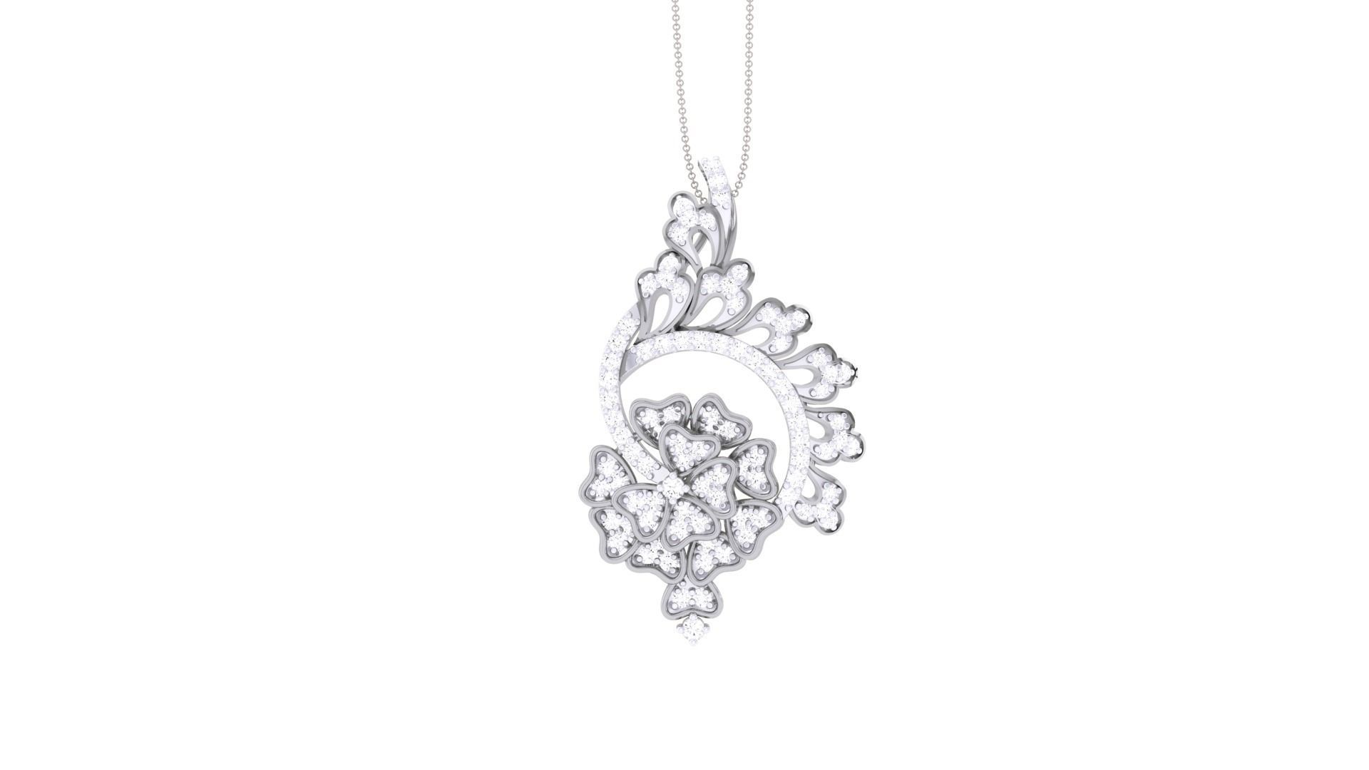 Flower High Jewelry Pendant Necklace 3dm stl 3mf obj glb render 3D print model_6