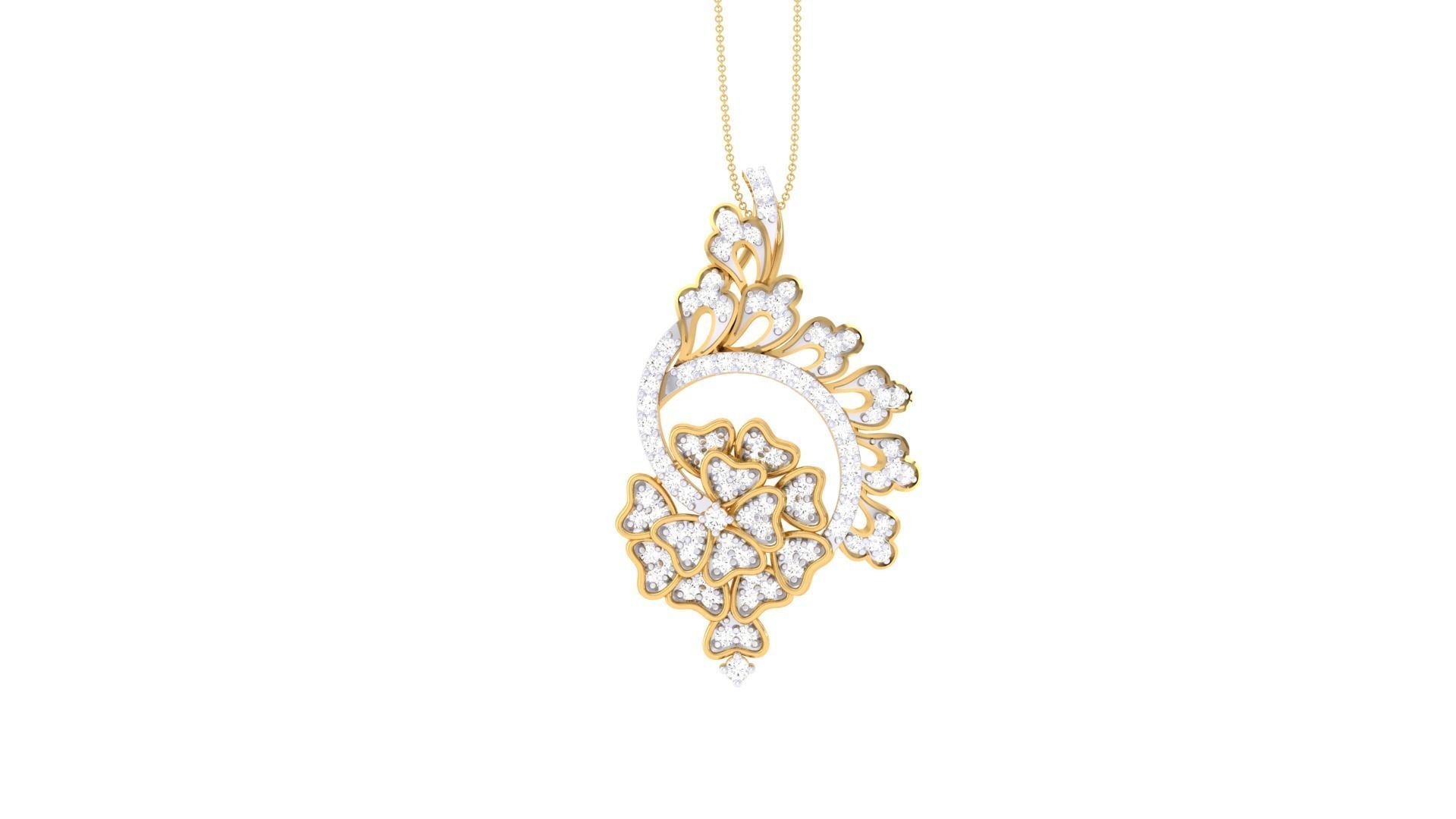 Flower High Jewelry Pendant Necklace 3dm stl 3mf obj glb render 3D print model_5