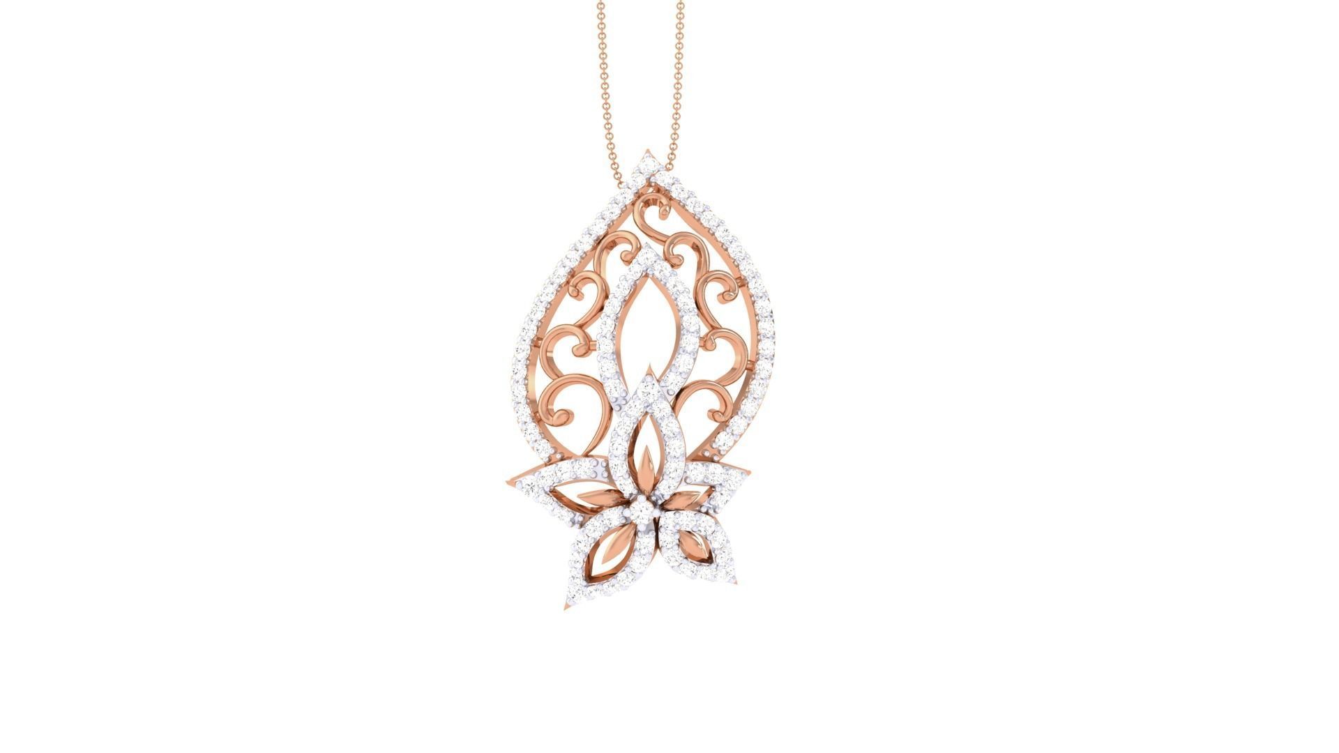 Flower High Jewelry Pendant Necklace 3dm stl 3mf obj glb render 3D print model_7