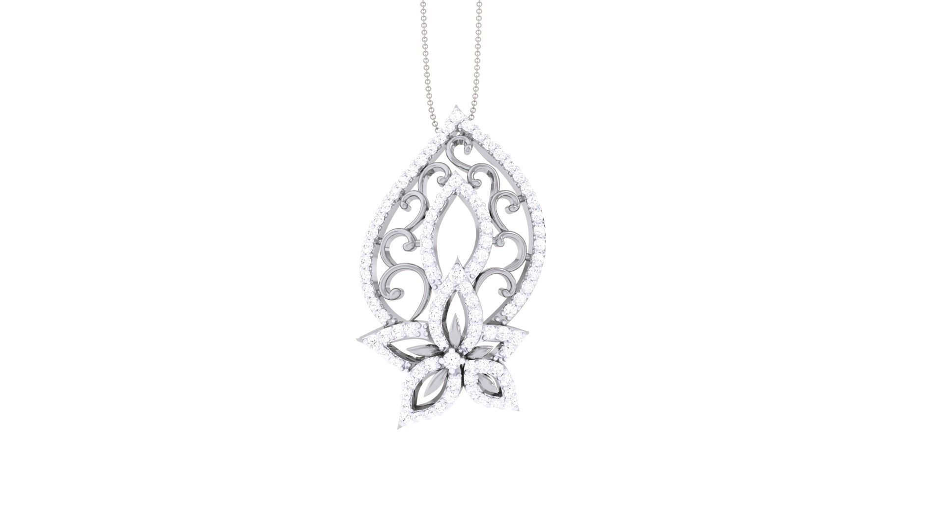 Flower High Jewelry Pendant Necklace 3dm stl 3mf obj glb render 3D print model_5