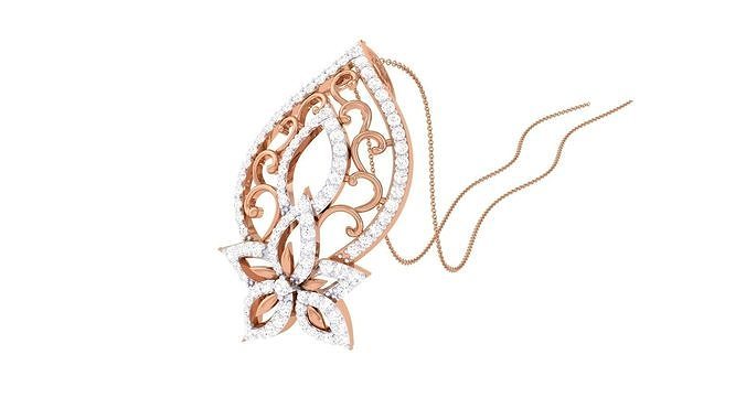 Flower High Jewelry Pendant Necklace 3dm stl 3mf obj glb render 3D print model