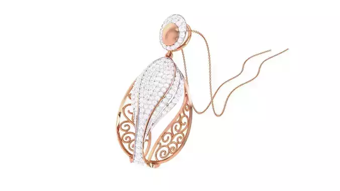 High Jewelry Pendant Necklace 3dm stl 3mf obj glb render details