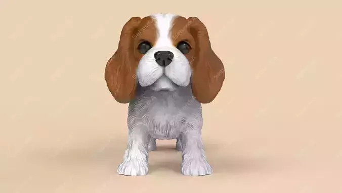 Cute Cavalier King Charles Spaniel STL and VRML 3D print model