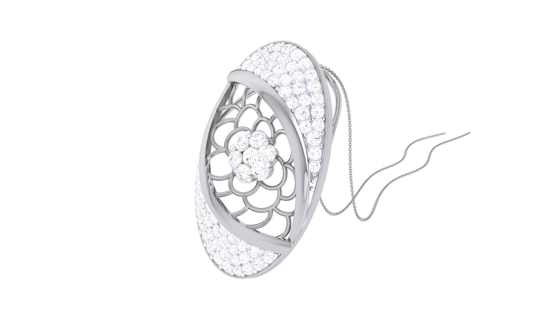 Flower High Jewelry Pendant Necklace 3dm stl 3mf obj glb render 3D print model_2