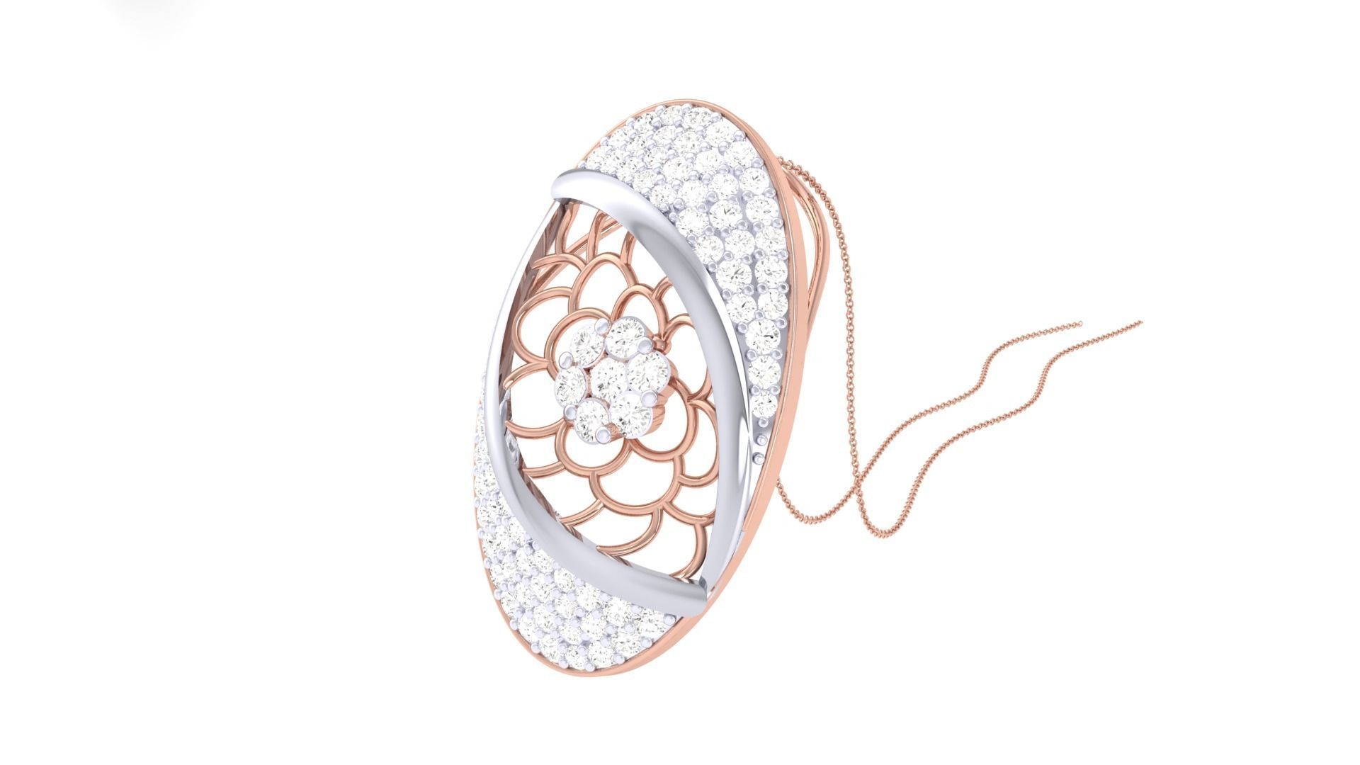 Flower High Jewelry Pendant Necklace 3dm stl 3mf obj glb render 3D print model_1