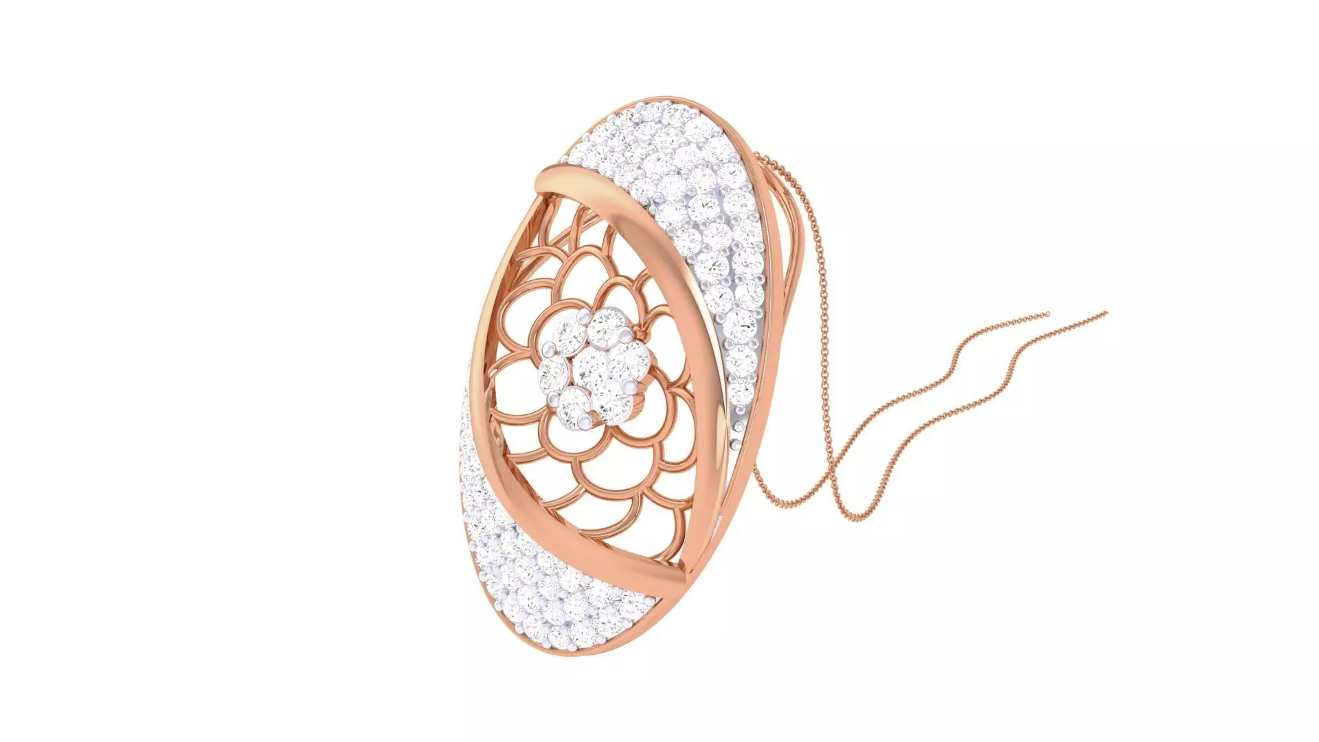 Flower High Jewelry Pendant Necklace 3dm stl 3mf obj glb render 3D print model_0