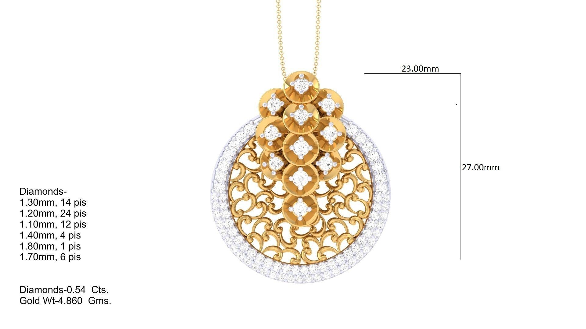 Flower High Jewelry Pendant Necklace 3dm stl 3mf obj glb render 3D print model_4