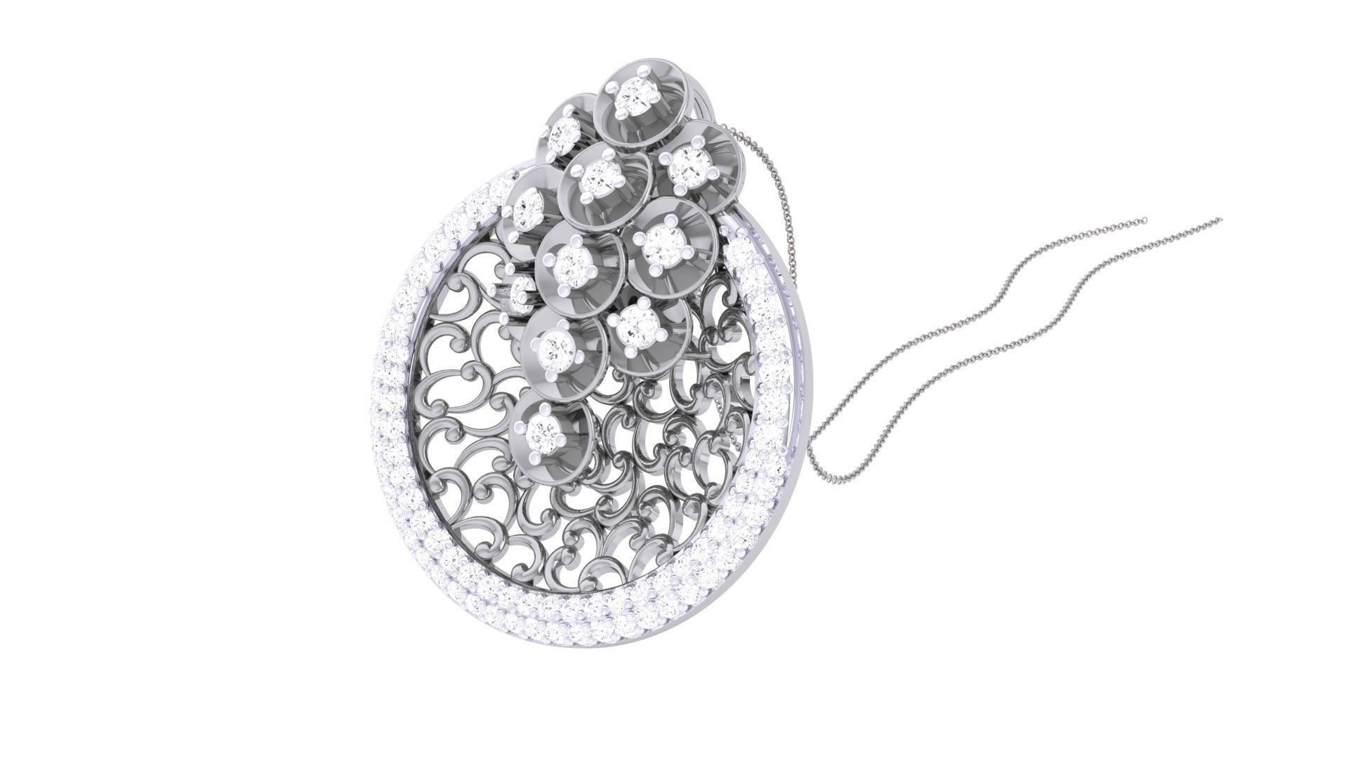 Flower High Jewelry Pendant Necklace 3dm stl 3mf obj glb render 3D print model_2