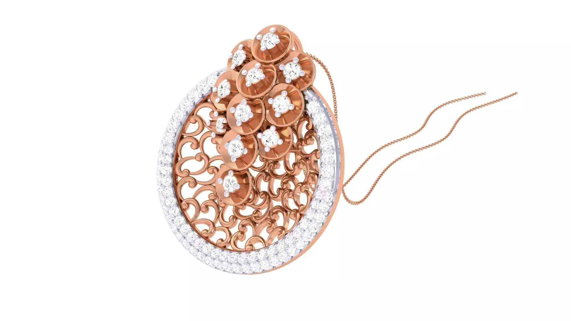 Flower High Jewelry Pendant Necklace 3dm stl 3mf obj glb render 3D print model_0