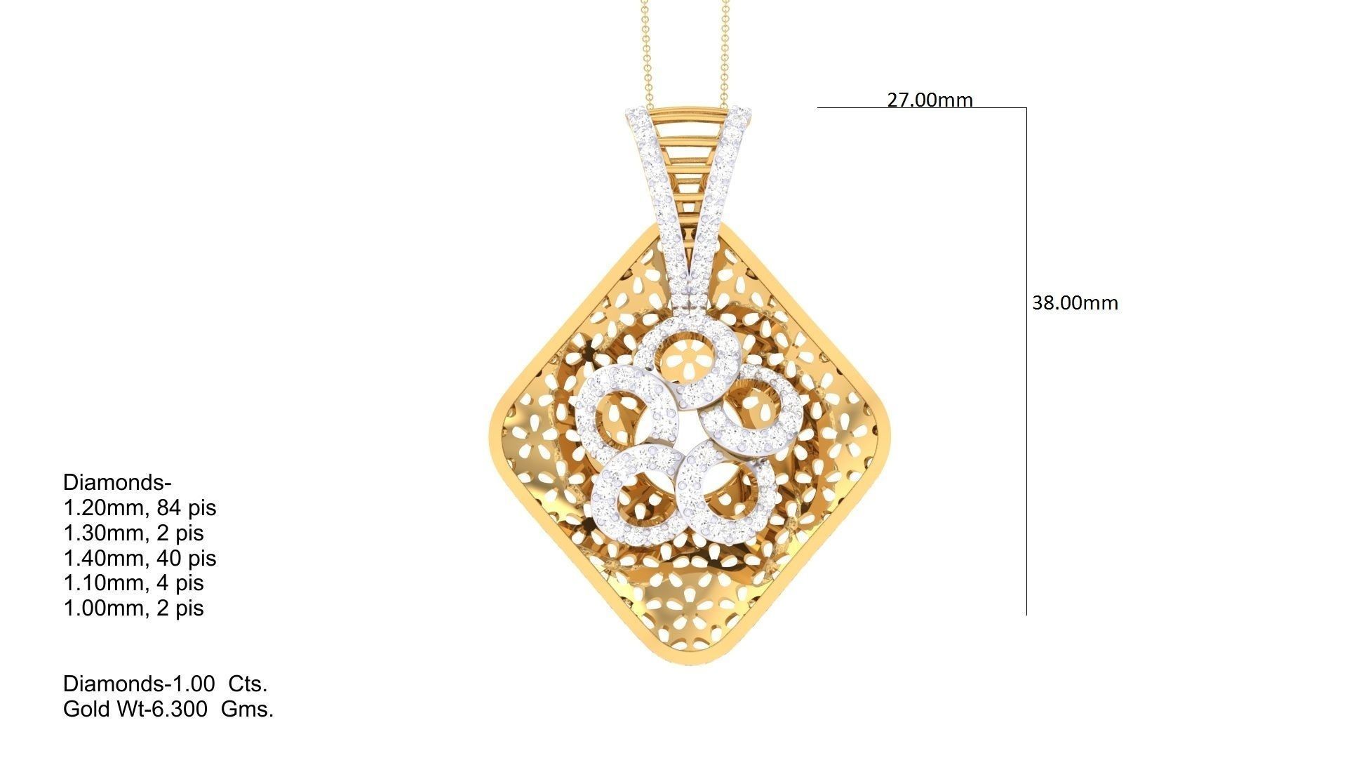 Flower Mesh High Jewelry Pendant Necklace 3dm stl 3mf obj glb 3D print model_4