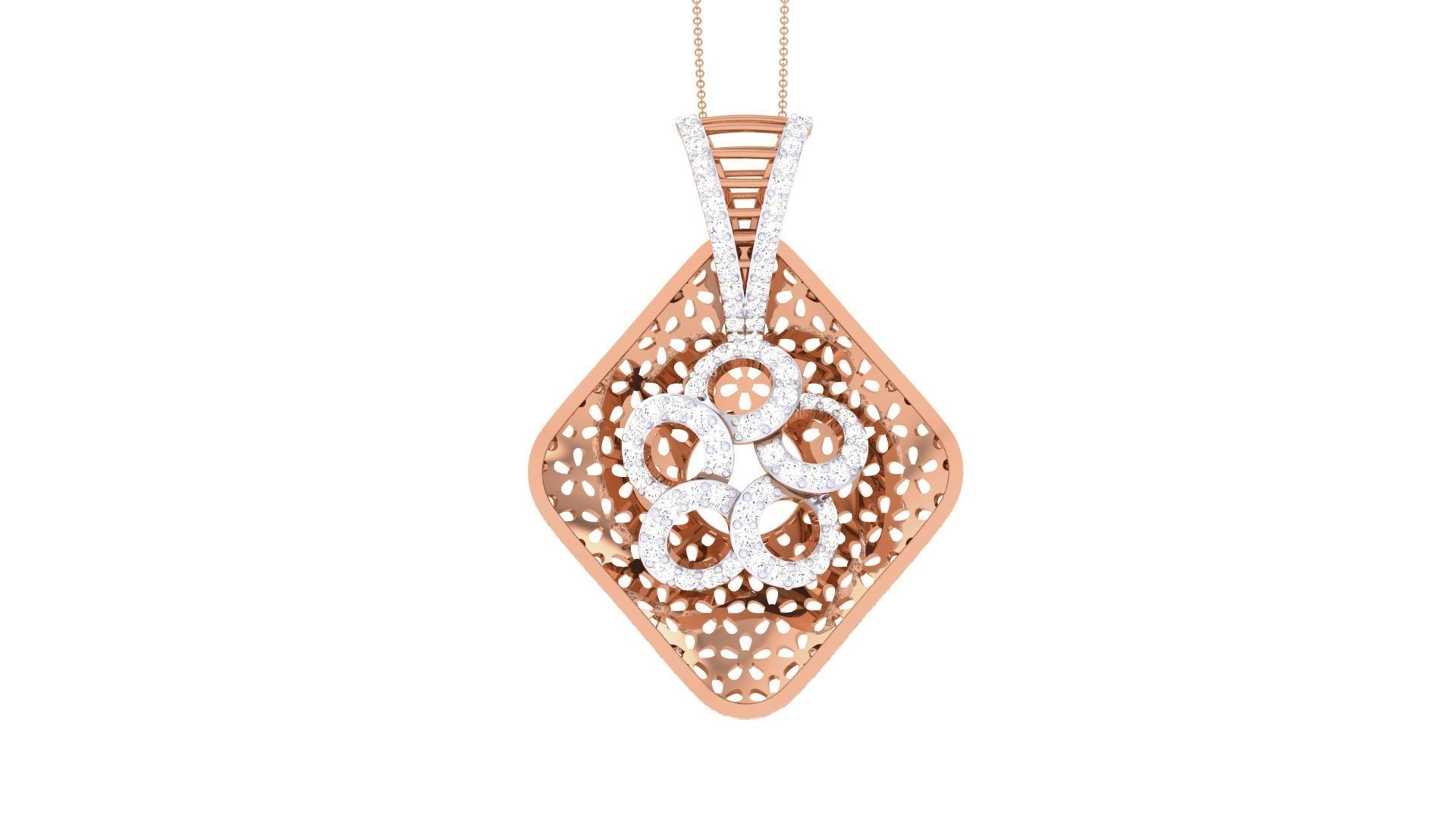 Flower Mesh High Jewelry Pendant Necklace 3dm stl 3mf obj glb 3D print model_6