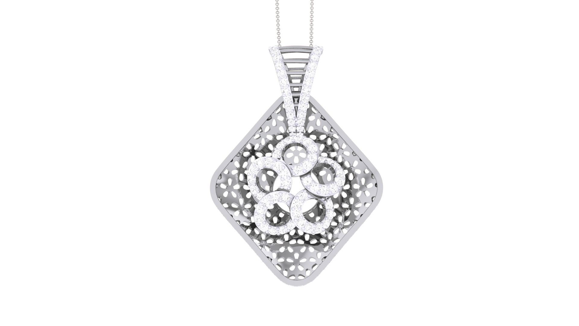 Flower Mesh High Jewelry Pendant Necklace 3dm stl 3mf obj glb 3D print model_5