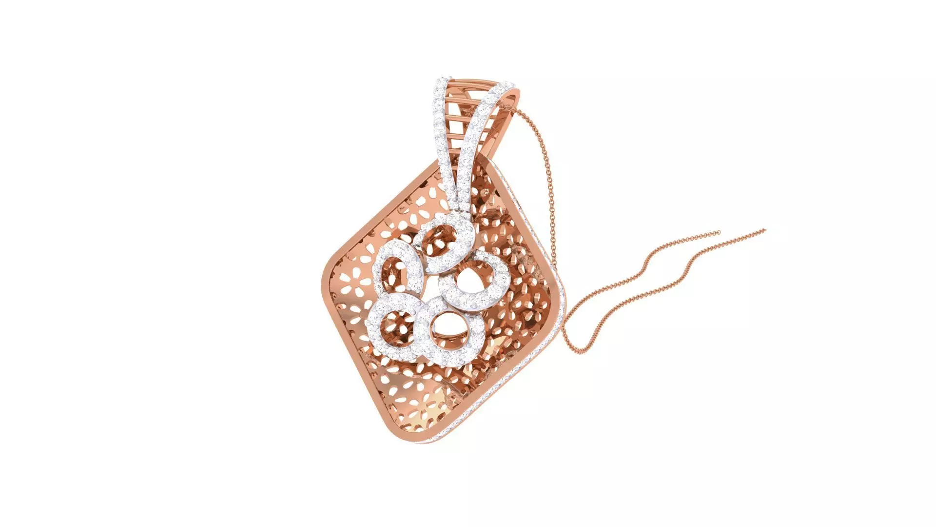 Flower Mesh High Jewelry Pendant Necklace 3dm stl 3mf obj glb 3D print model_0