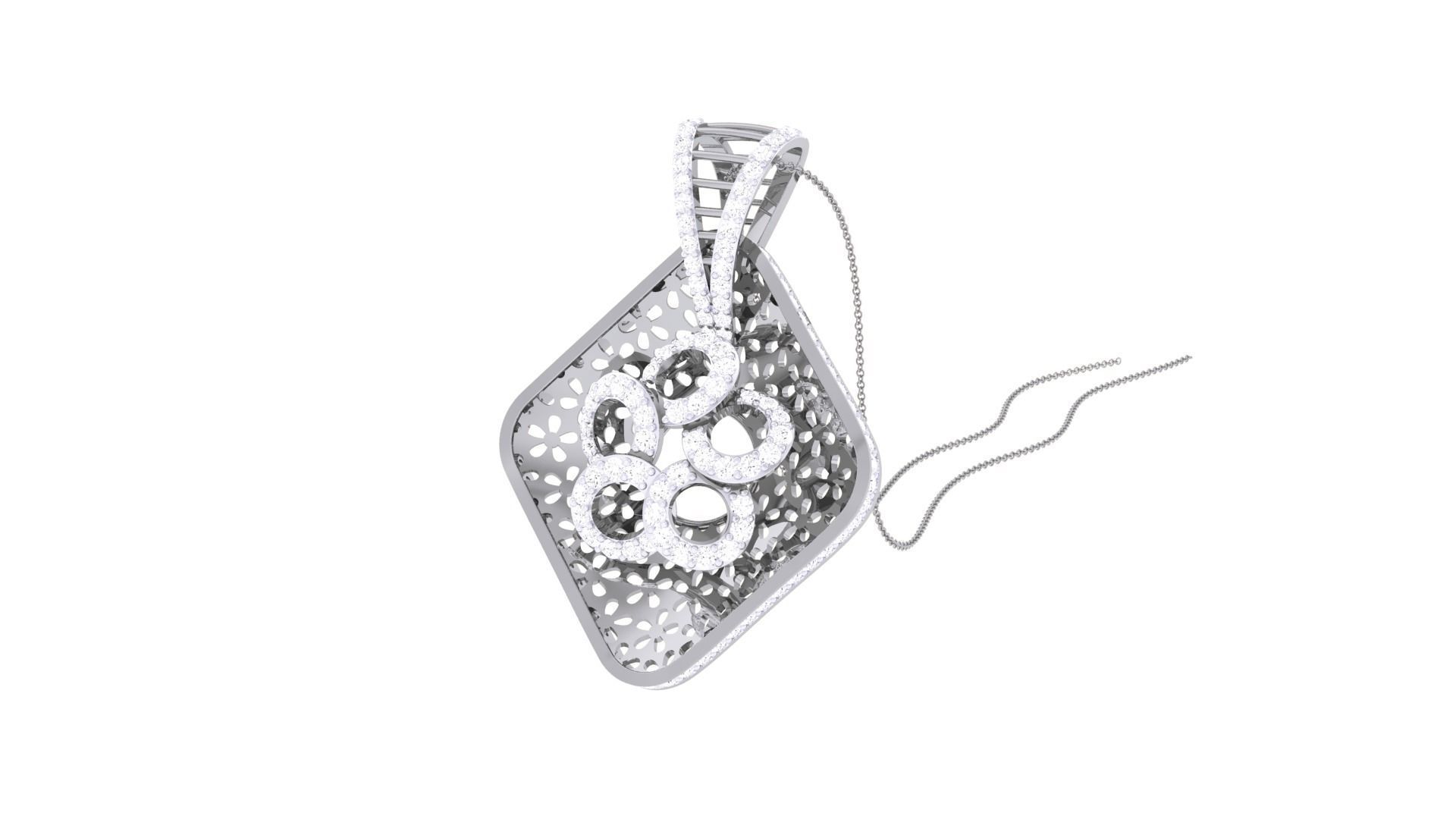 Flower Mesh High Jewelry Pendant Necklace 3dm stl 3mf obj glb 3D print model_3