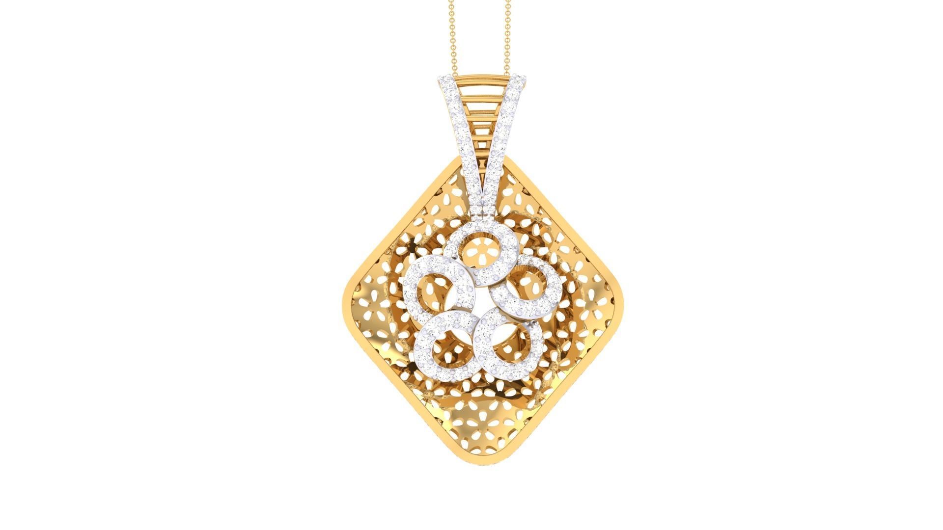 Flower Mesh High Jewelry Pendant Necklace 3dm stl 3mf obj glb 3D print model_7