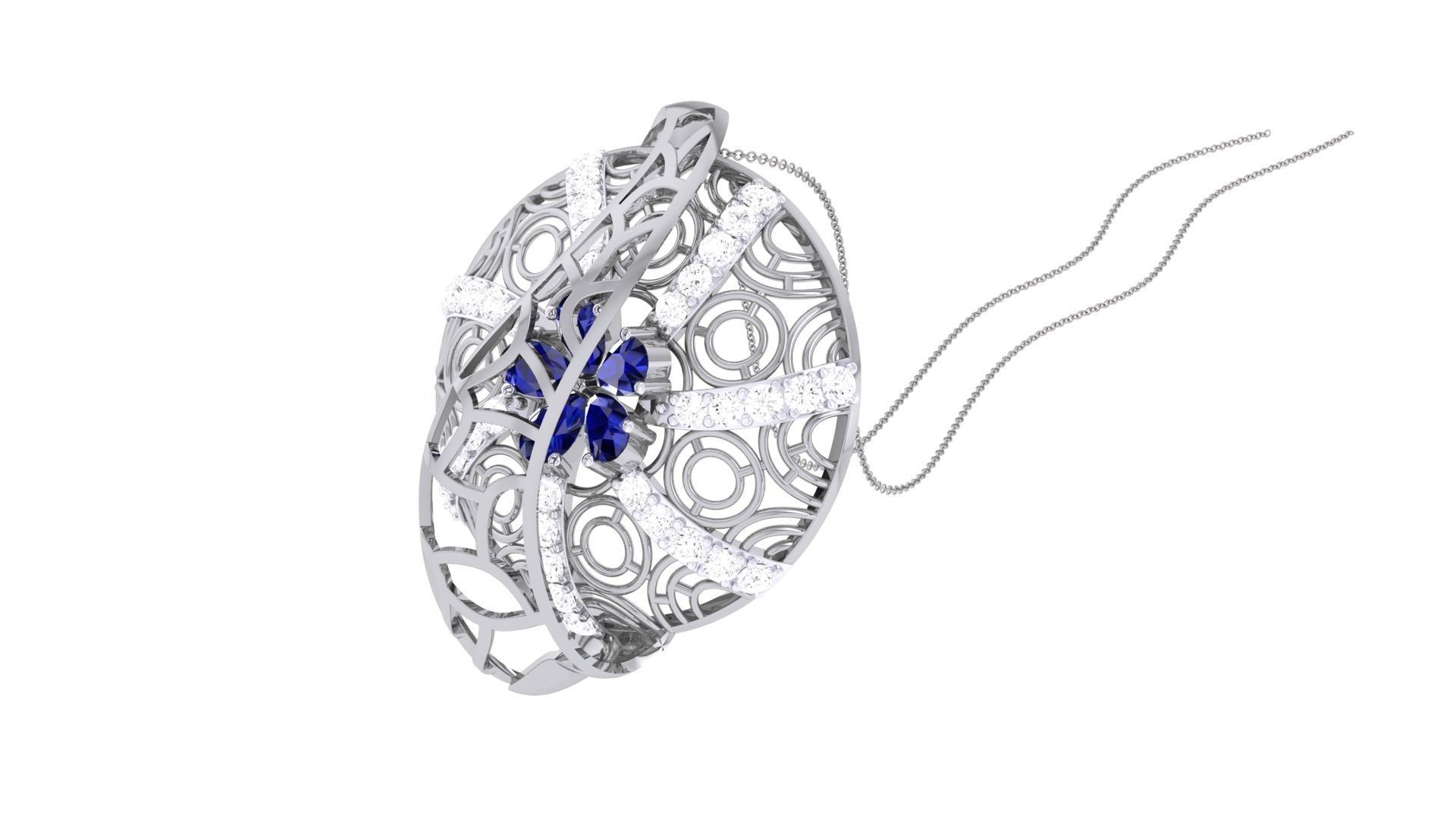 High Jewelry Pendant Necklace 3dm stl 3mf obj glb render details 3D print model_3