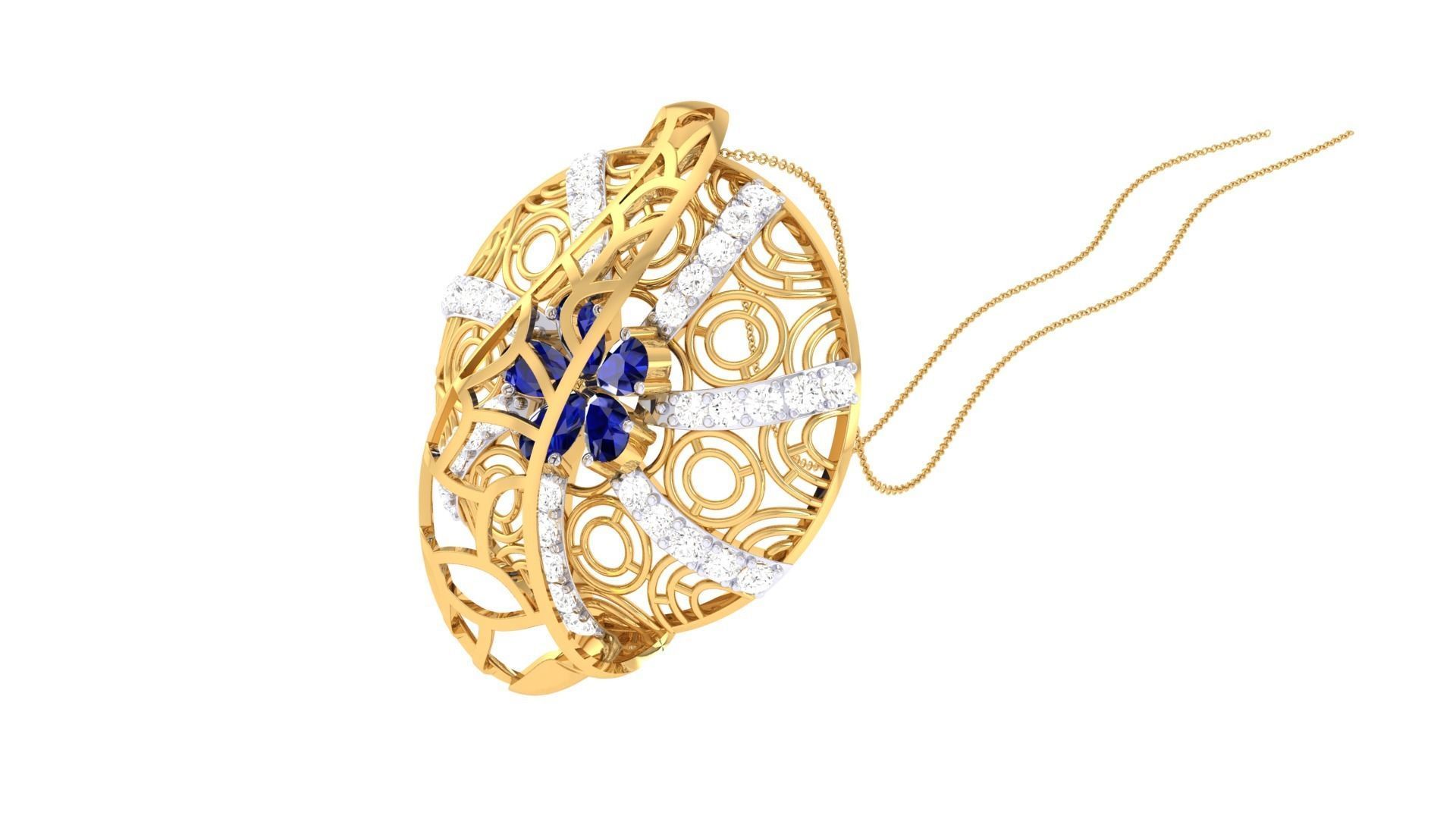 High Jewelry Pendant Necklace 3dm stl 3mf obj glb render details 3D print model_2