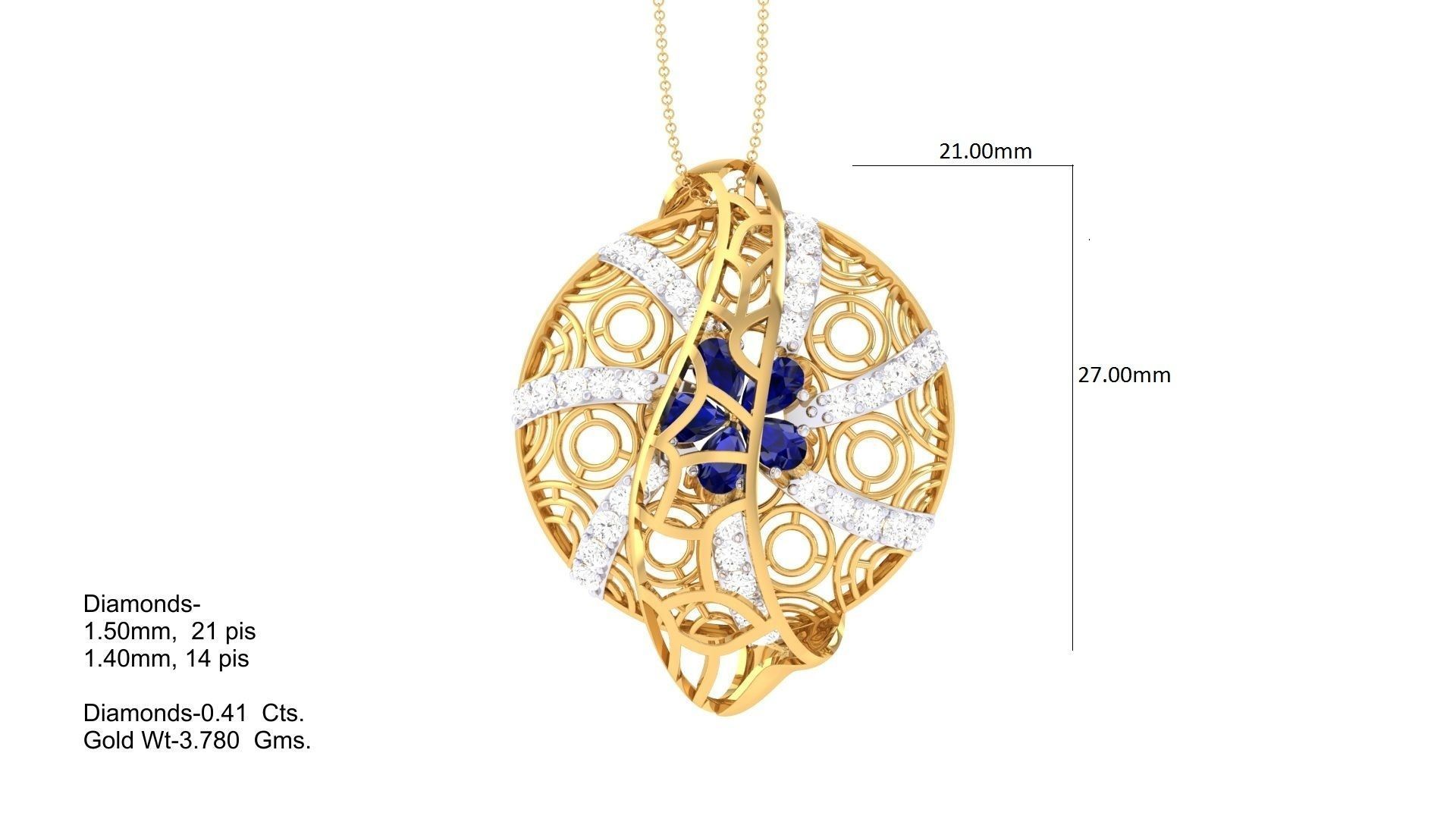 High Jewelry Pendant Necklace 3dm stl 3mf obj glb render details 3D print model_4