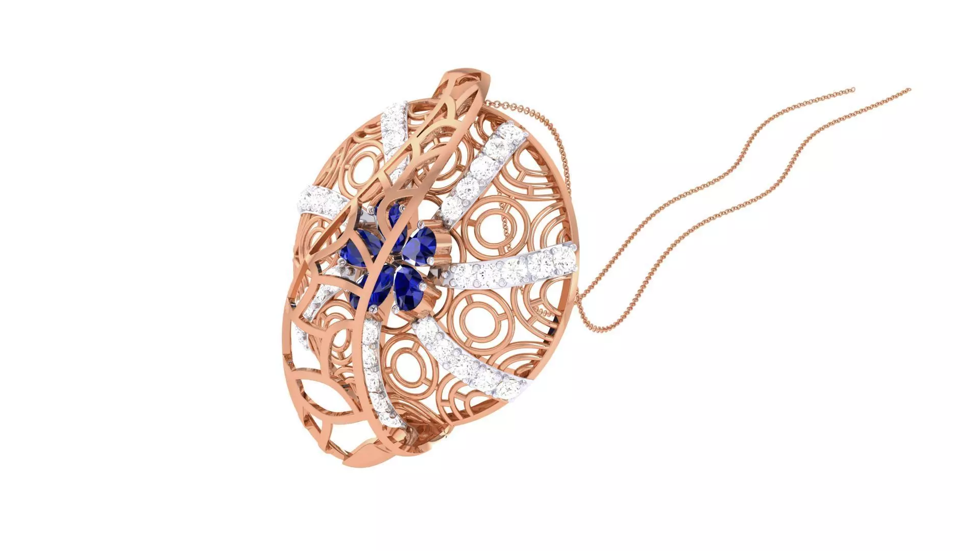 High Jewelry Pendant Necklace 3dm stl 3mf obj glb render details 3D print model_0