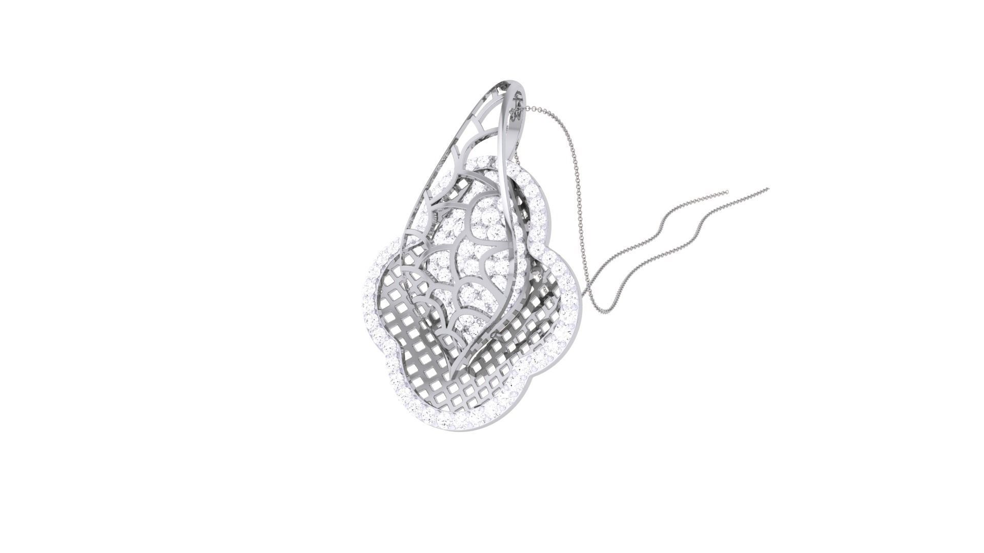 High Jewelry Pendant Necklace 3dm stl 3mf obj glb render details 3D print model_2