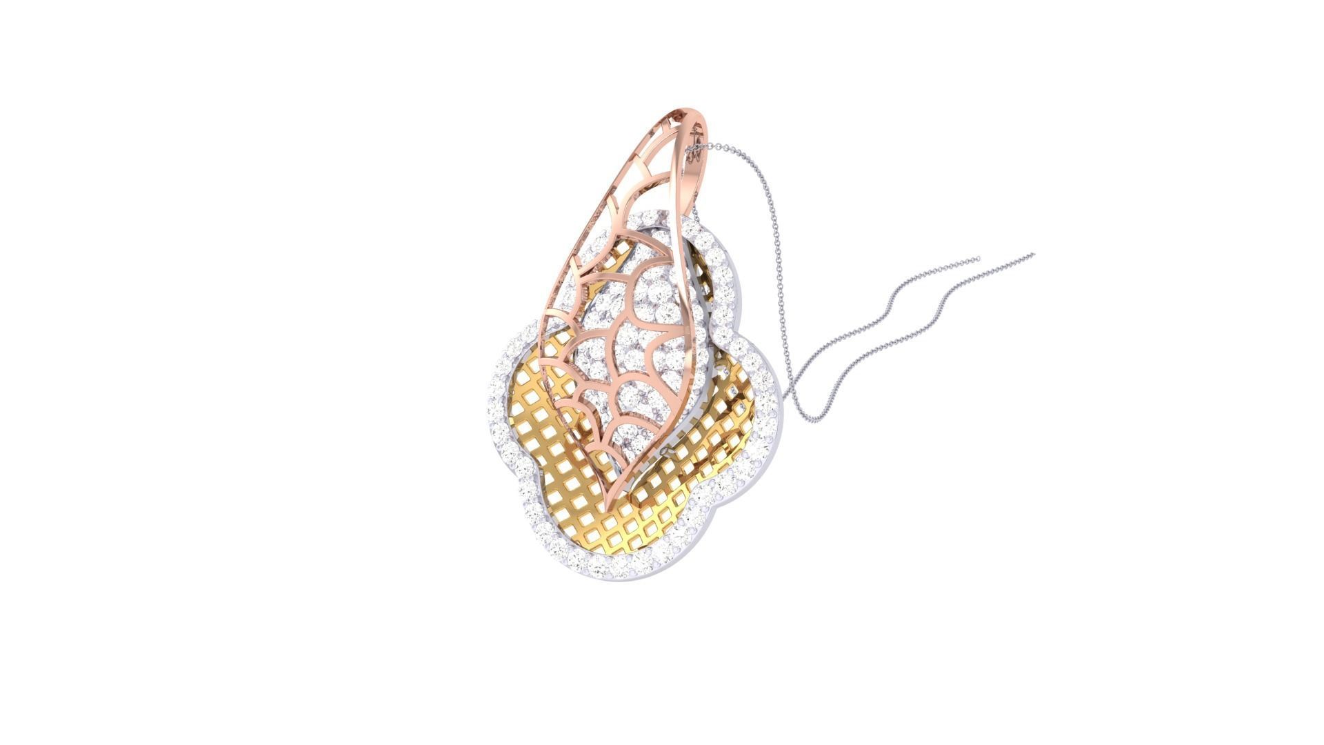 High Jewelry Pendant Necklace 3dm stl 3mf obj glb render details 3D print model_1