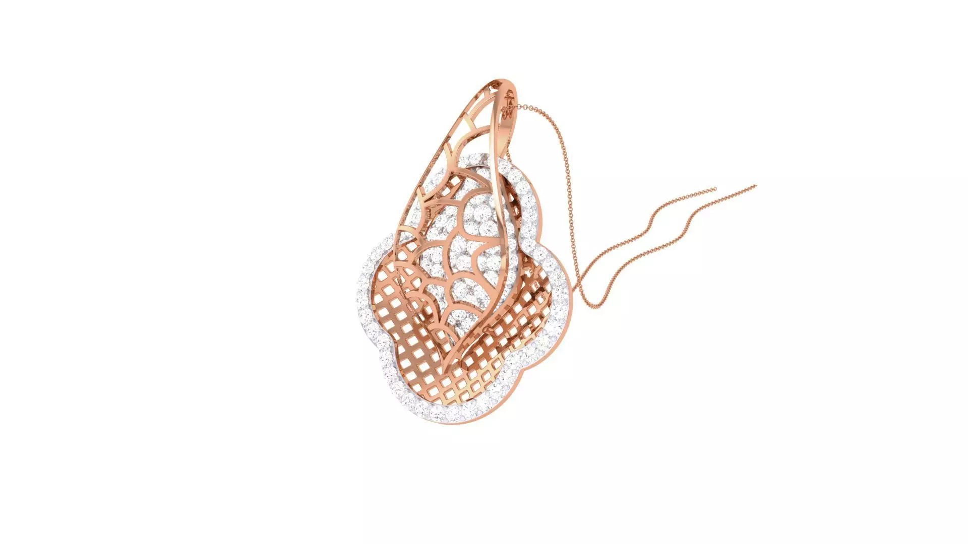 High Jewelry Pendant Necklace 3dm stl 3mf obj glb render details 3D print model_0