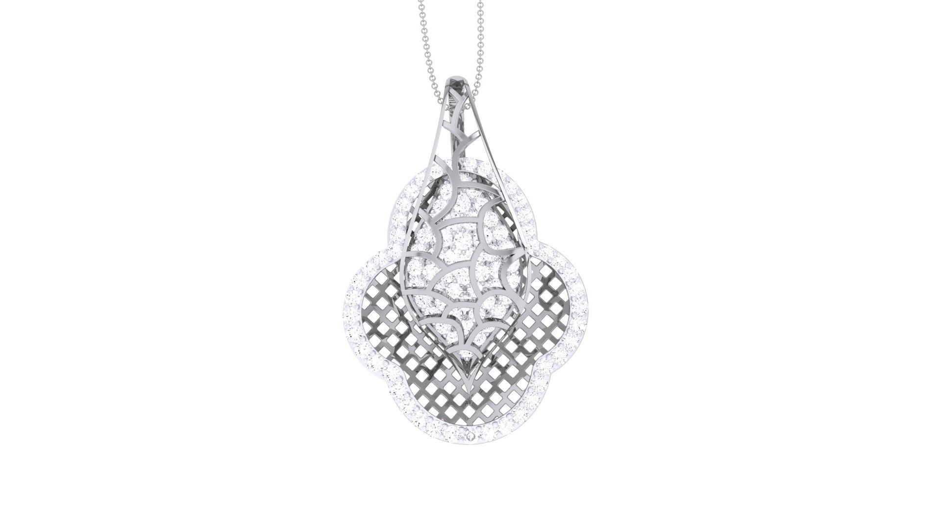 High Jewelry Pendant Necklace 3dm stl 3mf obj glb render details 3D print model_7