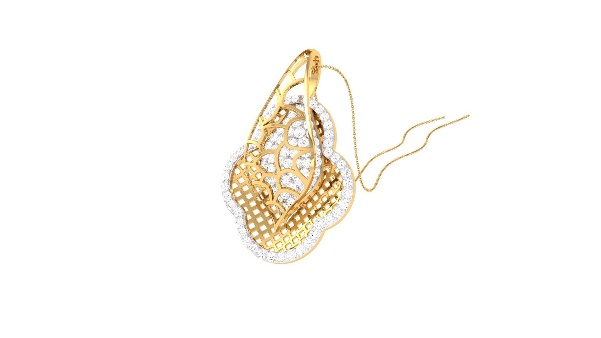 High Jewelry Pendant Necklace 3dm stl 3mf obj glb render details 3D print model_3