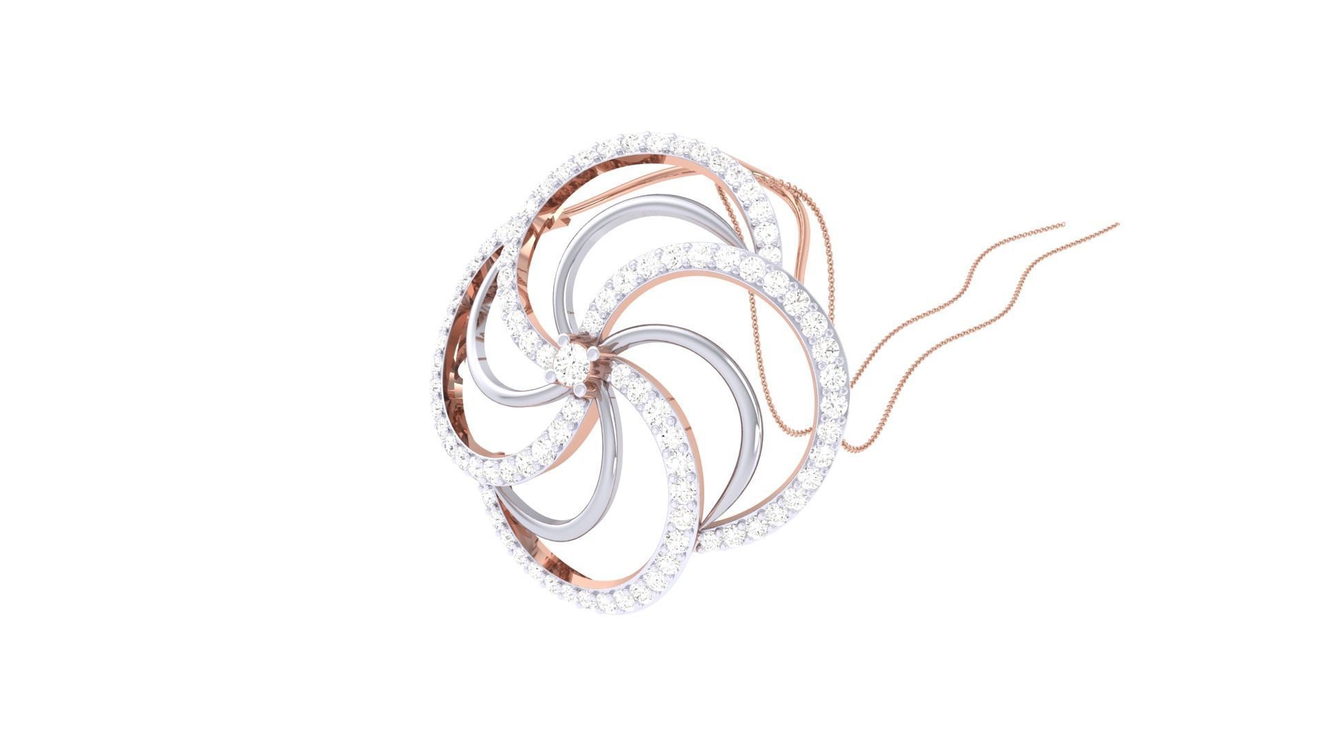 Flower High Jewelry Pendant Necklace 3dm stl 3mf obj glb render 3D print model_1