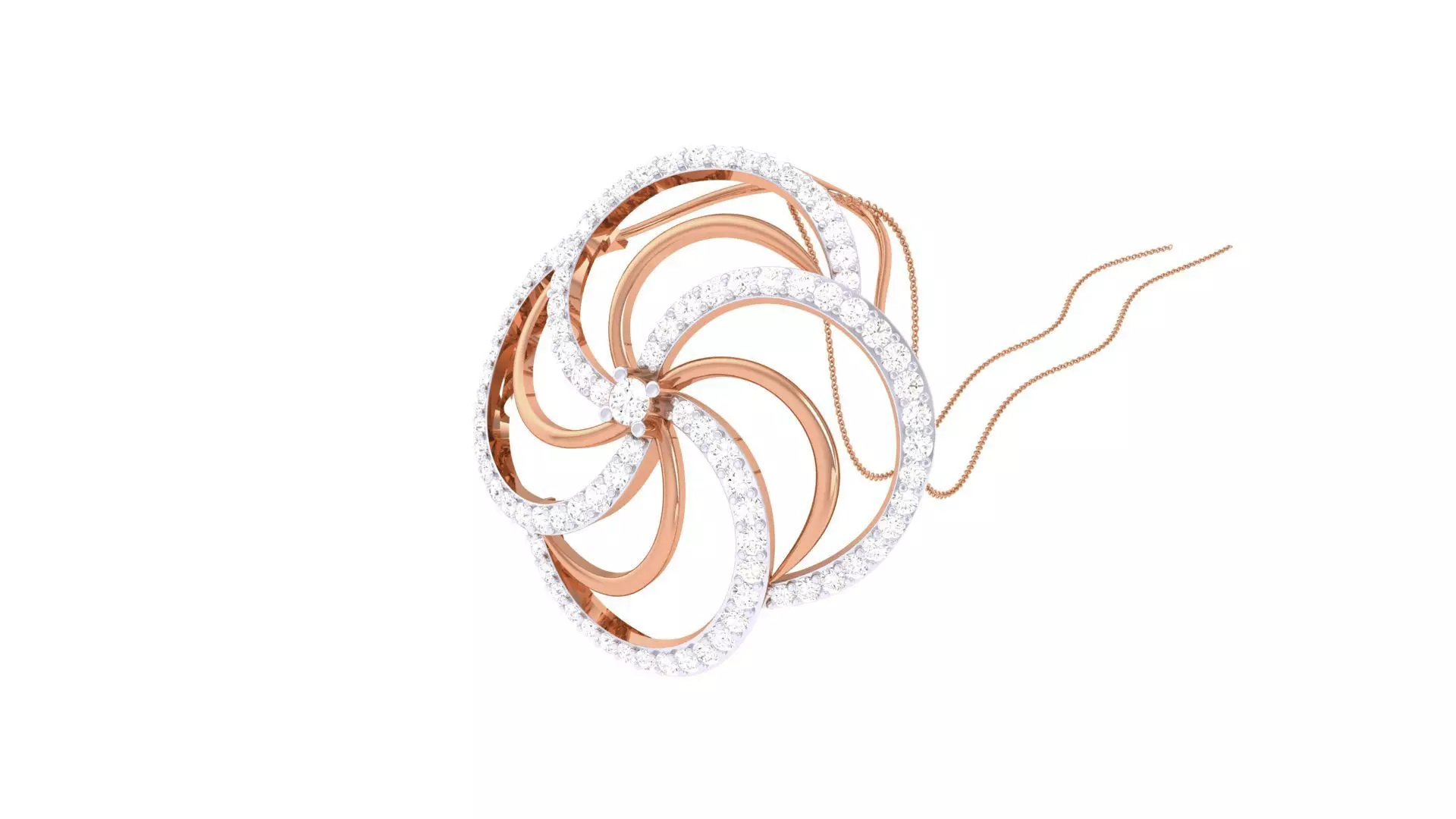 Flower High Jewelry Pendant Necklace 3dm stl 3mf obj glb render 3D print model_0