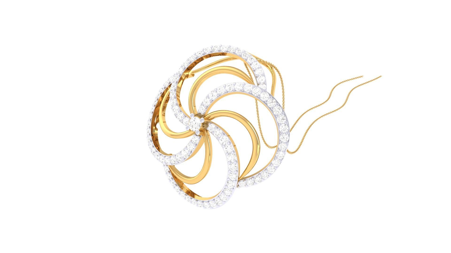 Flower High Jewelry Pendant Necklace 3dm stl 3mf obj glb render 3D print model_3