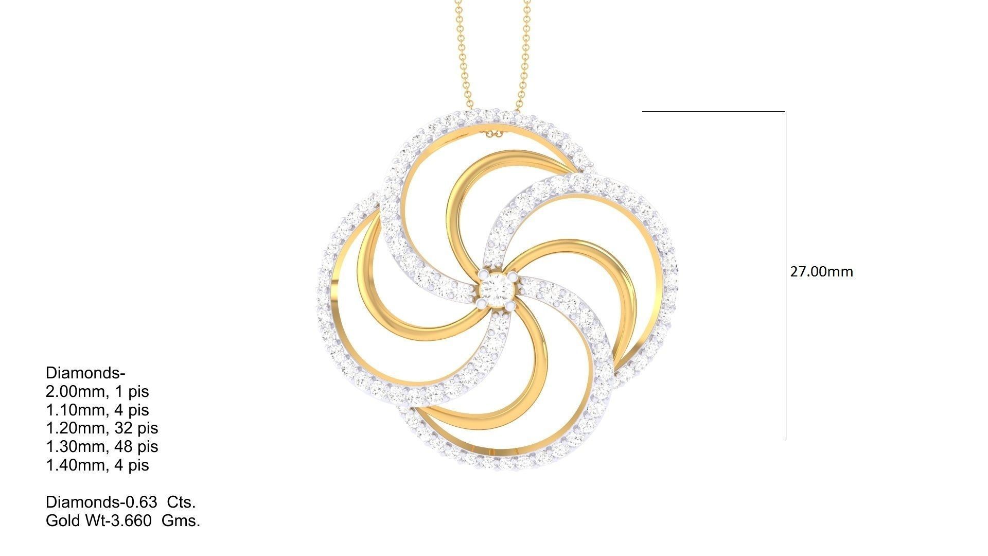 Flower High Jewelry Pendant Necklace 3dm stl 3mf obj glb render 3D print model_4