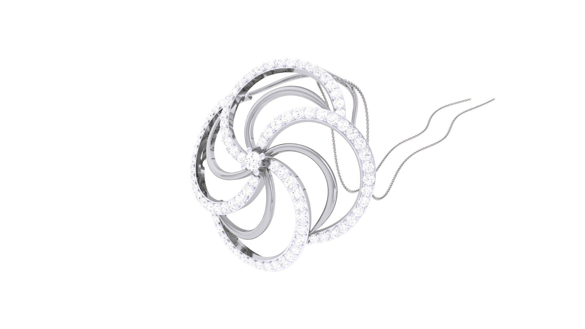 Flower High Jewelry Pendant Necklace 3dm stl 3mf obj glb render 3D print model_2