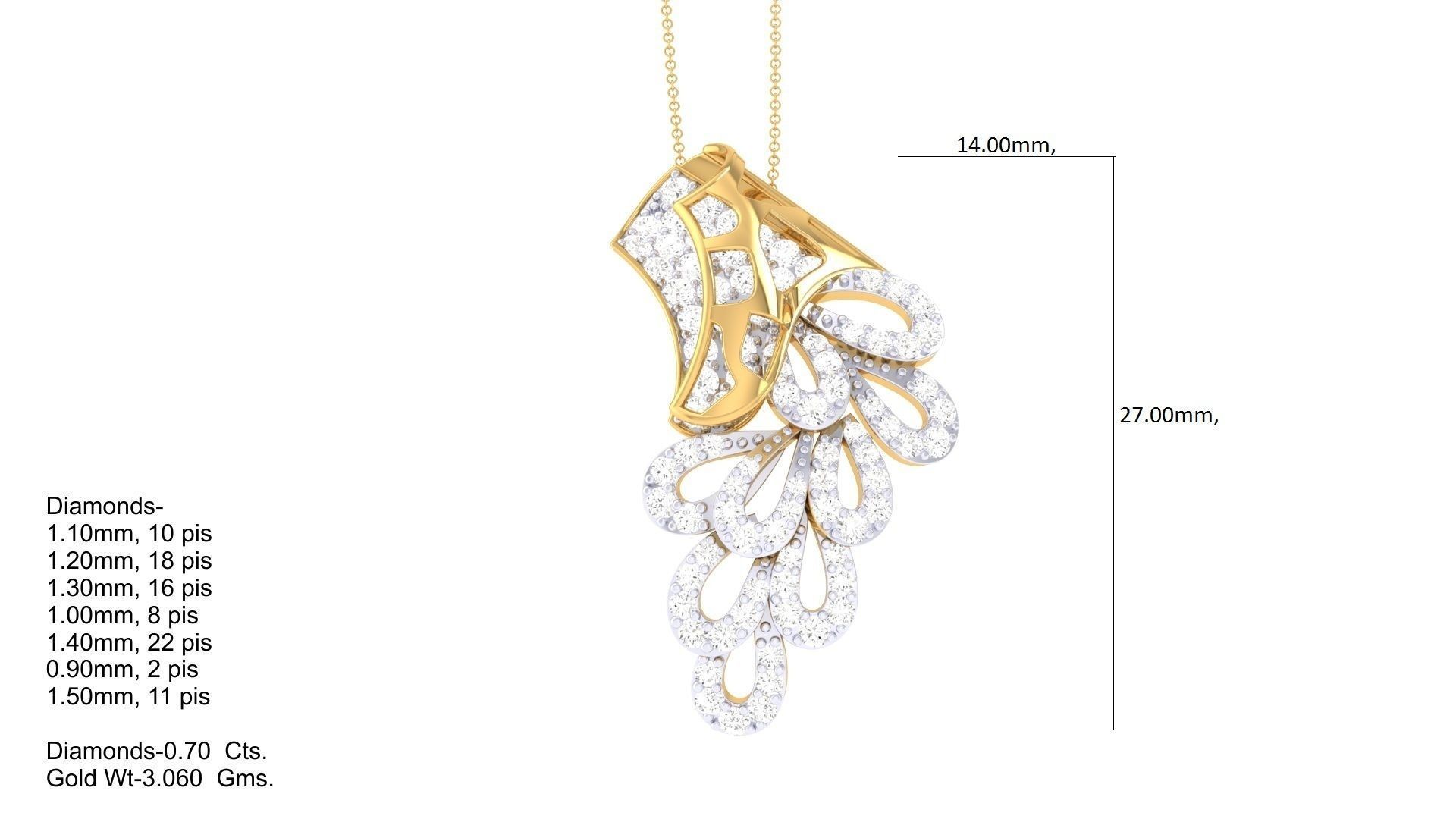High Jewelry Pendant Necklace 3dm stl 3mf obj glb render details 3D print model_4
